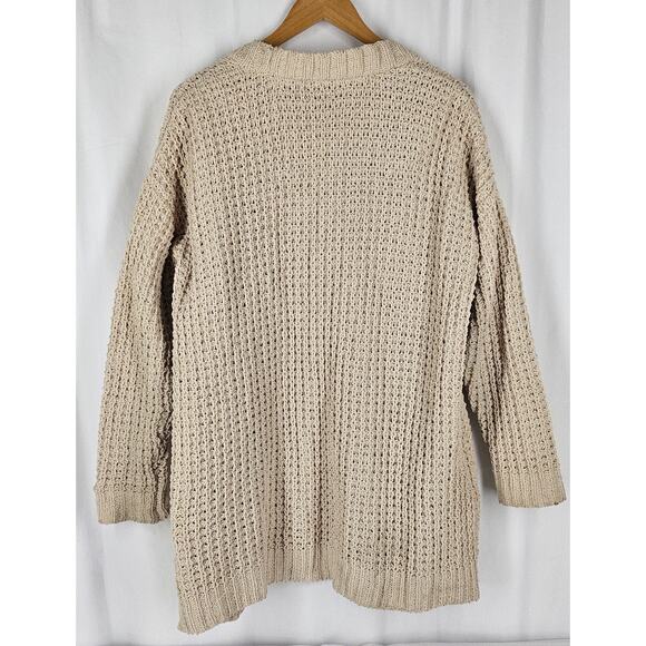 MOON & MADISON WOMEN'S STYLISH & COZY BEIGE CHUNKY CARDIGAN SIZE MEDIUM - Picture 2 of 11